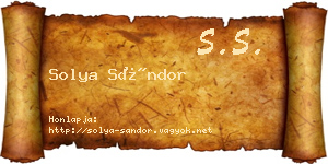 Solya Sándor névjegykártya
